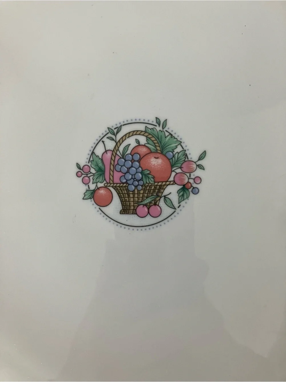 Cream Dinner Plate with Pink Fruit Motif and Gold Trim